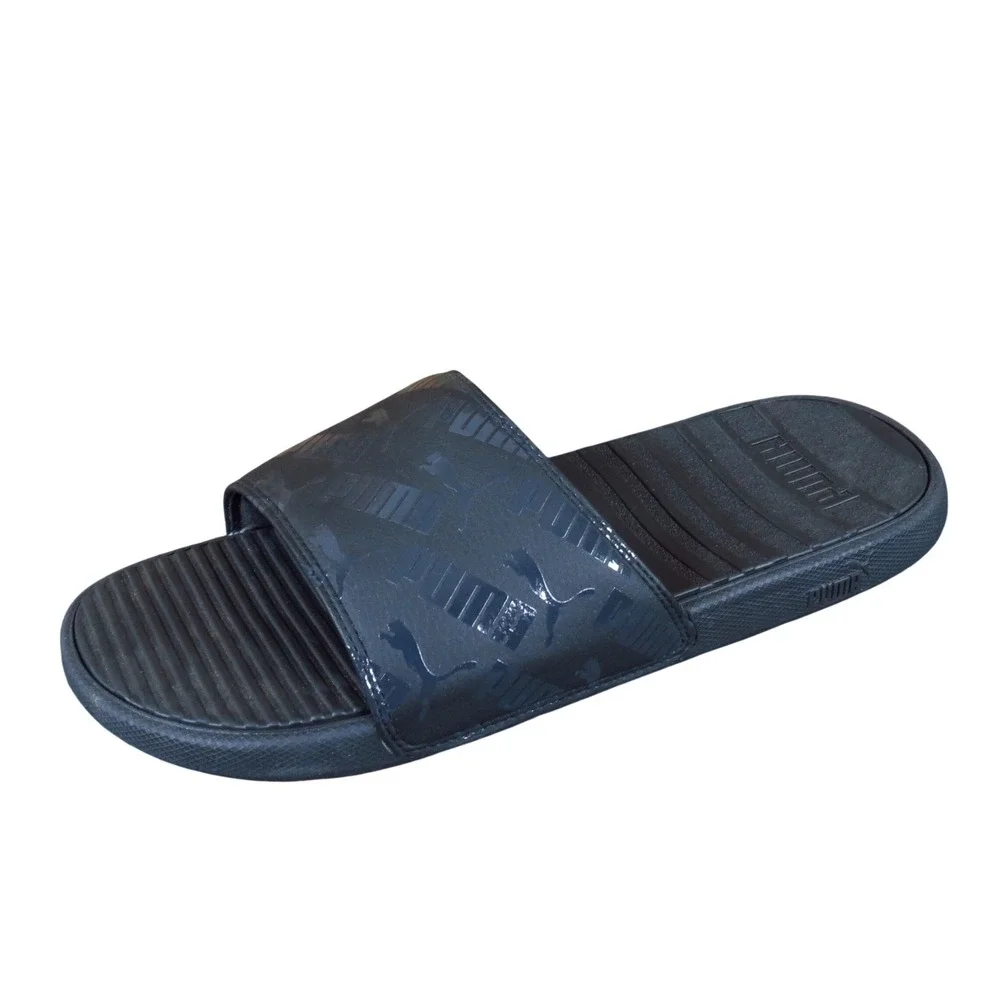 Puma Cool Cat Bold Repeat Mens Slide Sandals Size 9 Athletic Sport Black